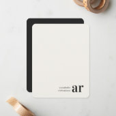 Minimalistisch monogram Retro Typografie Notitiekaartje (Voorkant / Achterkant in situ)
