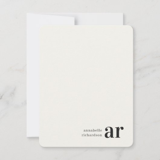 Minimalistisch monogram Retro Typografie Notitiekaartje (Voorkant)