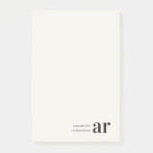 Minimalistisch  monogram Retro Typografie Post-it® Notes (Voorkant)