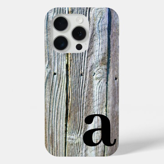 Minimalistisch monogram rustiek Schuur-hout Case-Mate iPhone Case (Achterkant)