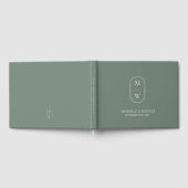 Minimalistisch Monogram Sage Green Wedding Gastenboek (Volledig)