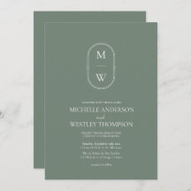 Minimalistisch Monogram Sage Green Wedding