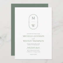 Minimalistisch Monogram Sage Green Wedding