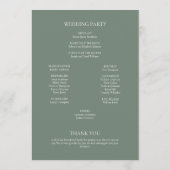 Minimalistisch Monogram Sage Green Wedding Programma (Achterkant)