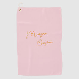 Minimalistisch monogram schrift roze golfhanddoek