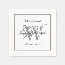Minimalistisch Monogram Script Elegant Trouwpapier Servet