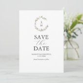 Minimalistisch monogram sparen de datum save the date (Staand voorkant)