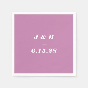 Minimalistisch Monogram Stoffig Paarse bruiloft Cu Servet