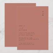 Minimalistisch monogram Trendy Chic Brick Clay Wed Kaart (Voorkant / Achterkant)