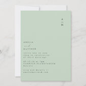 Minimalistisch monogram Trendy Chic Pistachio Wedd Kaart (Voorkant)