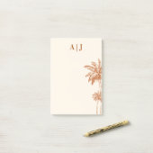Minimalistisch monogram tropisch terracotta palmbo post-it® notes (Op bureau)