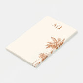 Minimalistisch monogram tropisch terracotta palmbo post-it® notes (Schuin)