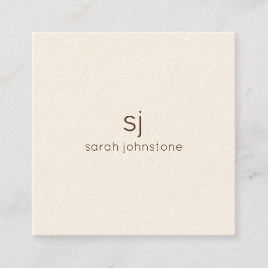 Minimalistisch monogram vierkante visitekaartje (Voorkant)