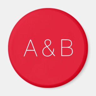 Minimalistisch monogram voor rode initialen magneet