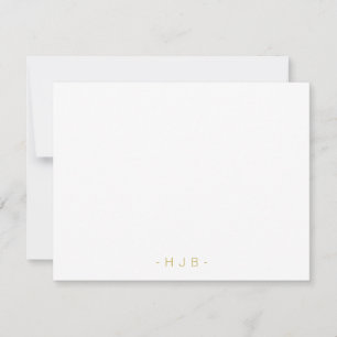 Minimalistisch Monogram White Flat Note Kaart Notitiekaartje