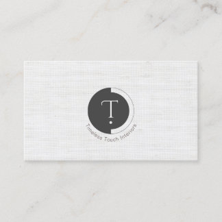 Minimalistisch Monogram | Wit Pinstripe Zakelijk Visitekaartje