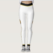 Minimalistisch Monogram Wit Zwart Faux Goud en Naa Leggings (Voorkant)