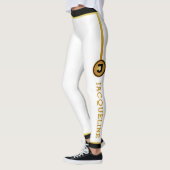 Minimalistisch Monogram Wit Zwart Faux Goud en Naa Leggings (Links)