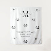 Minimalistisch Monogram Zakelijk evenement in zwar Wandkleed (Voorkant)