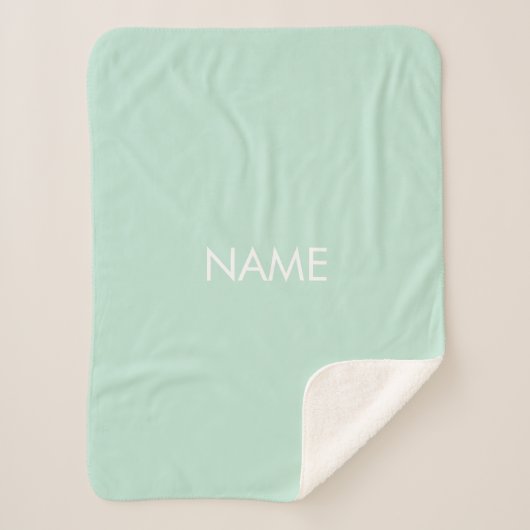 Minimalistisch monogram zeemint groene douanenaam sherpa deken (Voorkant)