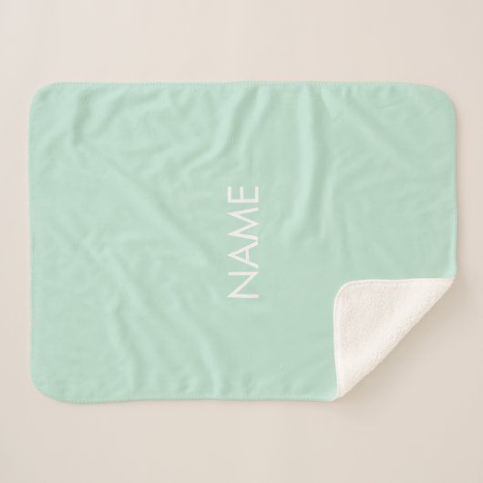 Minimalistisch monogram zeemint groene douanenaam sherpa deken (Voorkant (horizontaal))