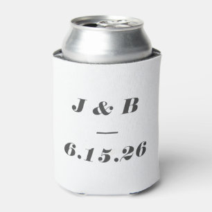 Minimalistisch Monogram Zwart Wit Aangepaste Trouw Blikjeskoeler