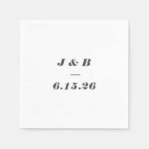 Minimalistisch Monogram Zwart Wit Aangepaste Trouw Servet
