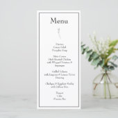 Minimalistisch Monogram Zwart-wit bruiloft Menu (Staand voorkant)