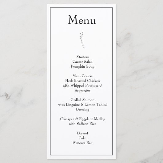 Minimalistisch Monogram Zwart-wit bruiloft Menu (Voorkant)