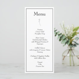 Minimalistisch Monogram Zwart-wit bruiloft Menu