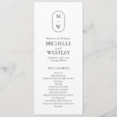 Minimalistisch Monogram Zwart-wit bruiloft Programma (Voorkant)