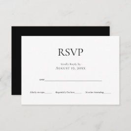 Minimalistisch Monogram Zwart Wit Bruiloft RSVP Ka
