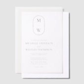 Minimalistisch Monogram Zwart-wit bruiloft Vellum Uitnodigingen (Offset)