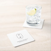 Minimalistisch Monogram Zwart-wit bruiloft Vierkante Kartonnen Onderzetter (Insitu)