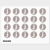 Minimalistisch Monogrammatisch Initiaal in Taupe B Ronde Sticker (Vel)