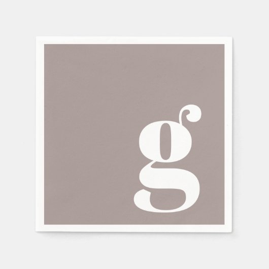 Minimalistisch Monogrammatisch Initiaal in Taupe B Servet (Voorkant)
