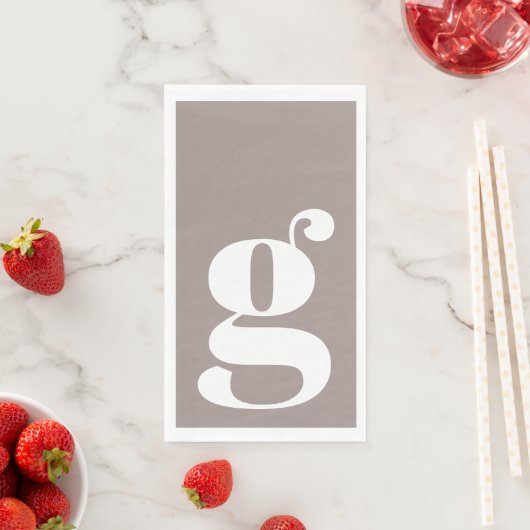 Minimalistisch Monogrammatisch Initiaal in Taupe B Servet (Insitu)