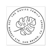 Minimalistisch Monstera Leaf & Rond retouradres Zelfinktende Stempel (Design)