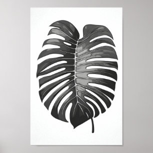 Minimalistisch, mooi monochroom monstera albo poster