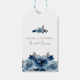 Minimalistisch mosterdblauw en zeekoraal cadeaulabel