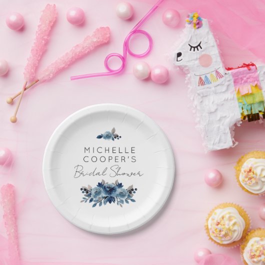 Minimalistisch mosterdblauw en zeekoraal papieren bordje (Feest)