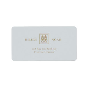 Minimalistisch mosterdblauw modern Chinees huwelij Etiket