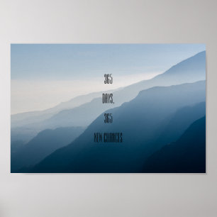Minimalistisch motivatie 365 dagen 365 nieuwe kans poster