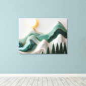 Minimalistisch mozaïek berglandschap met bomen canvas afdruk (Insitu (Houten vloer))