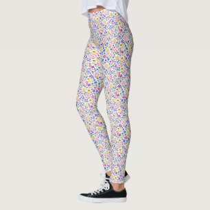 Minimalistisch Naadloos Wildbloemmotief op Wit Leggings