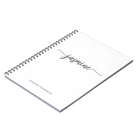 Minimalistisch naamscript voor White Girly Notitieboek (Linkerzijde)