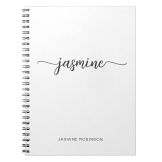 Minimalistisch naamscript voor White Girly Notitieboek
