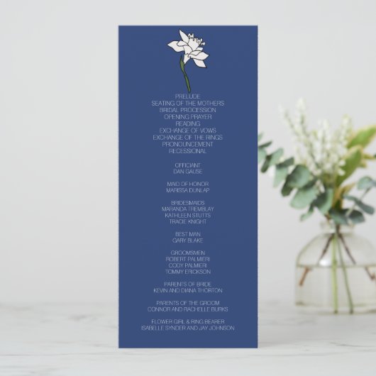 Minimalistisch Narcissus huwelijksprogramma Programma (Staand voorkant)