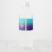 Minimalistisch Navy Aqua Gradiënt Elementair Logo Waterfles Etiket (Achterkant)