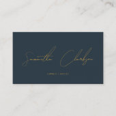 Minimalistisch Navy Blue- en Gold Handwrite-script Visitekaartje (Voorkant)